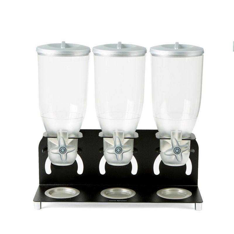 Mind Reader Heavy Duty Metal Cereal Triple Dispenser, Black