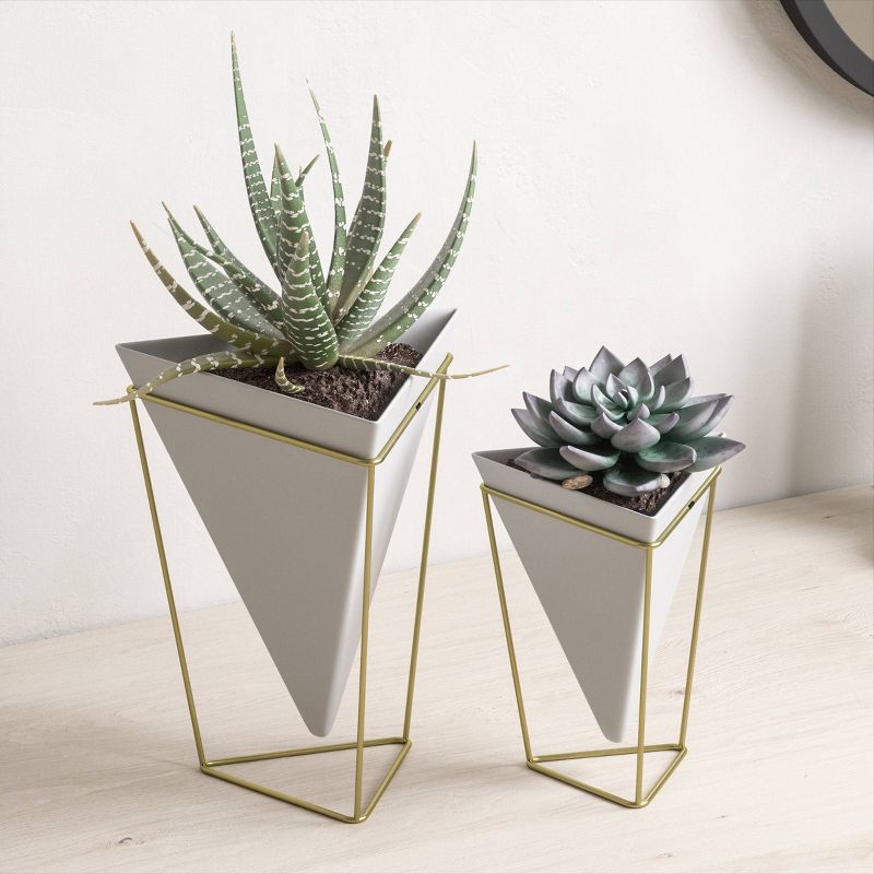 Set of 2 Trigg Tabletop Vessels White/Brass - Umbra