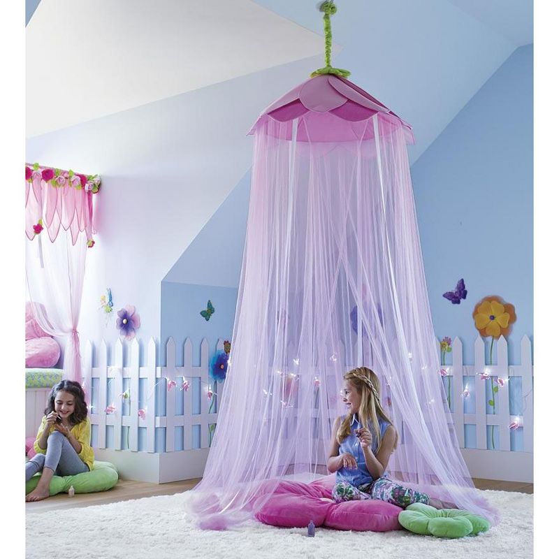 HearthSong - Secret Garden Gauze Hideaway Canopy for Kids Rooms, Purple