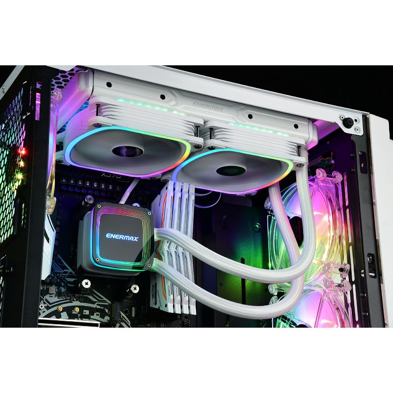 Enermax AQUAFUSION 240 ELC-AQF240-SQA-W Cooling Fan/Radiator/Water Block - 2 x 120 mm - 2 x 79.8 CFM - 32.6 dB(A) Noise - Liquid Cooler Cooler