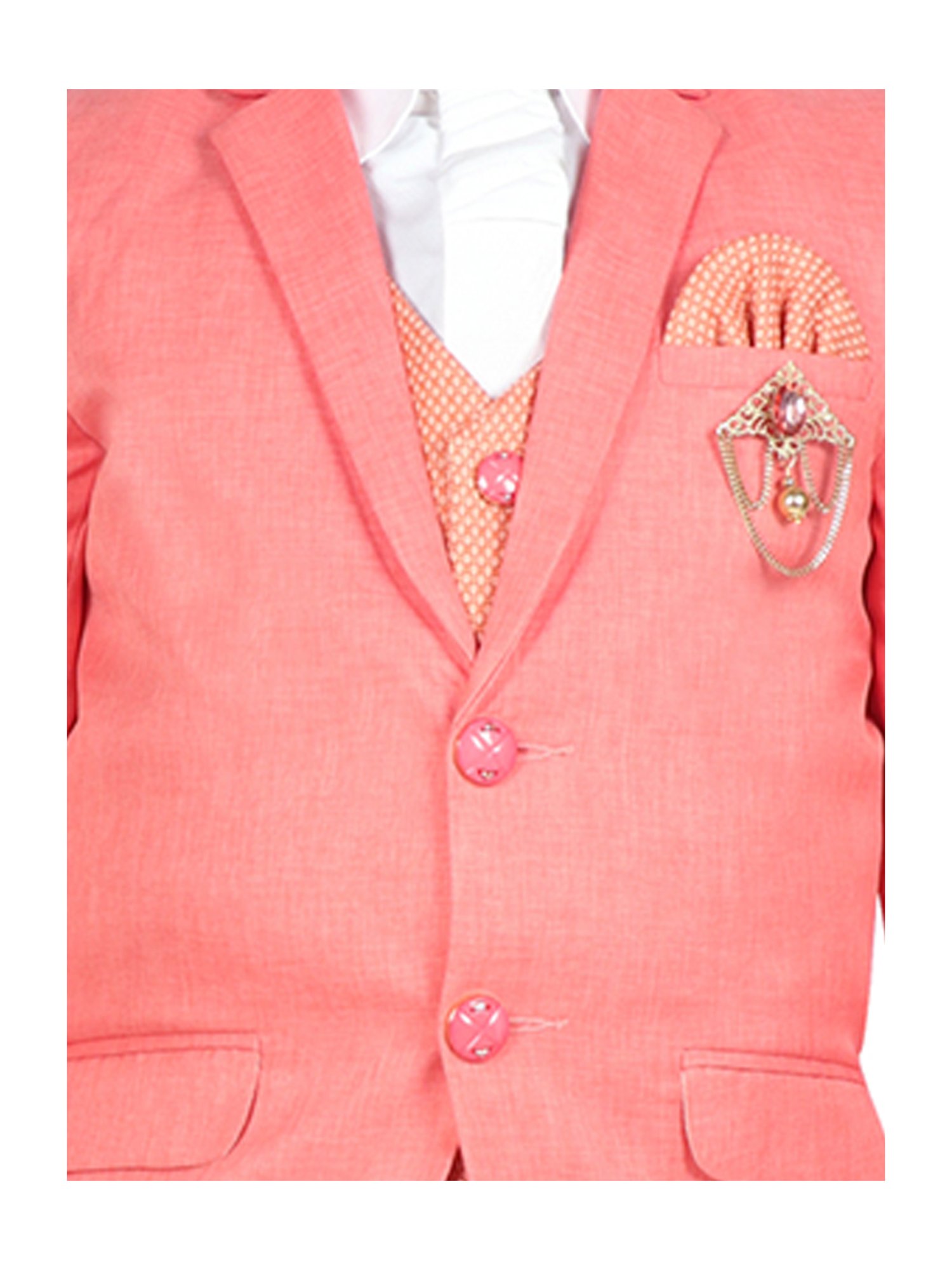 Fourfolds Boys Blue & White Solid Full Sleeves Suit Set