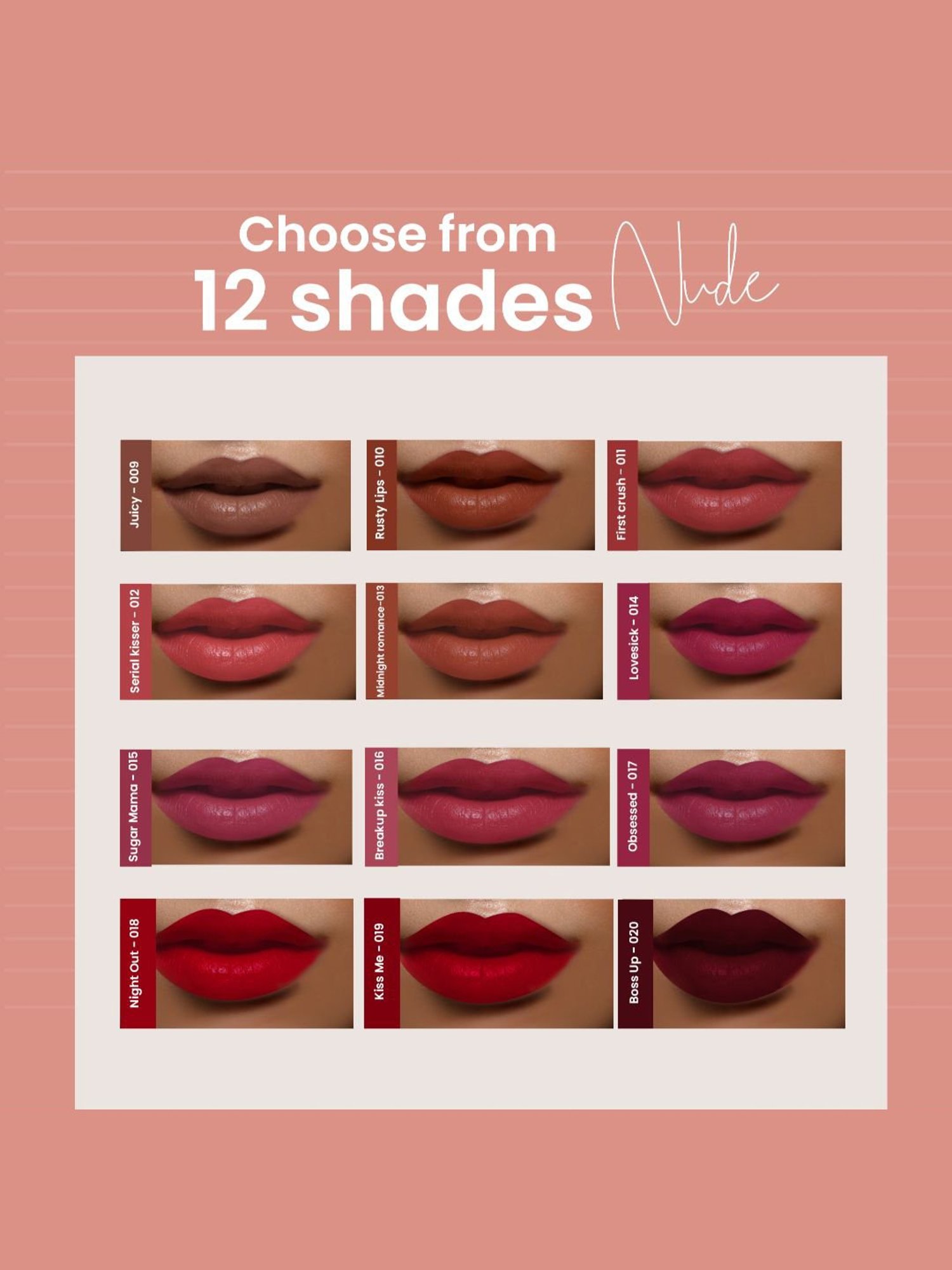 Glamveda Always On Matte Liquid Lipstick Mini Serial Kisser-012 - 1.2 ml