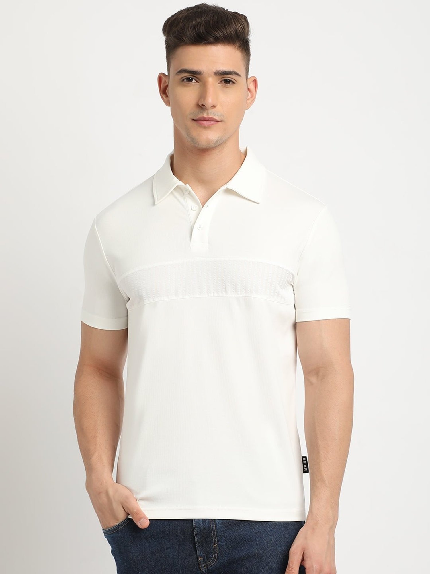 The Bear House White Slim Fit Polo T-Shirt