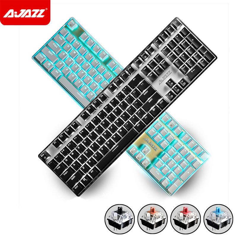 108 Keys Ajazz AK33i Wired LED Backlit Usb Ergonomic Mechanical Gaming Keyboard