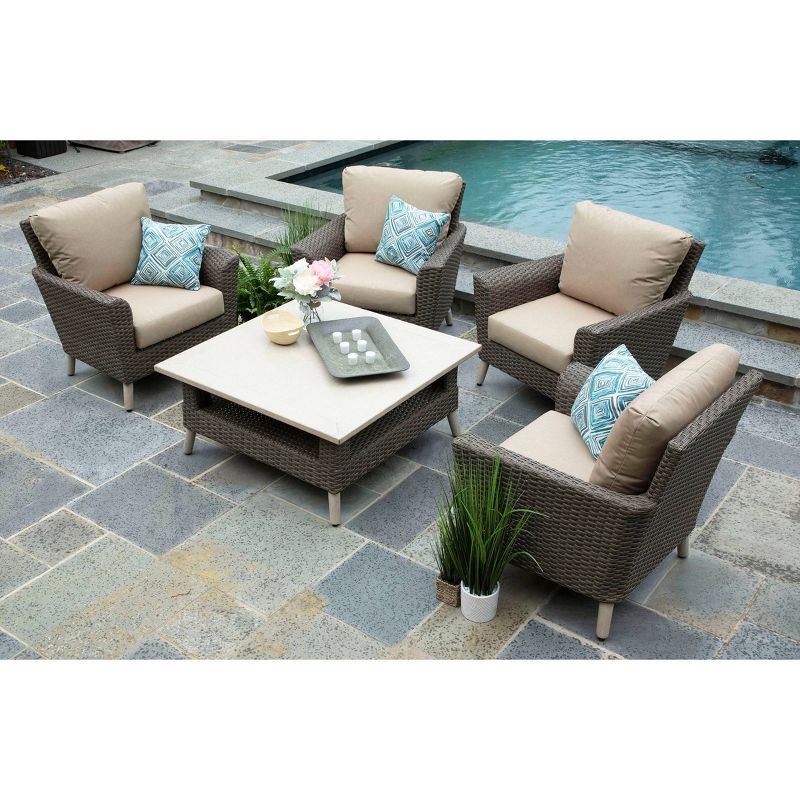 Noble 5pc Sunbrella Sectional Tan - Canopy Home and Garden