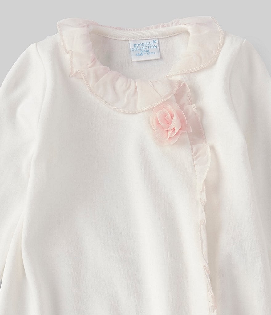 Edgehill Collection Baby Girls Newborn-6 Months Long-Sleeve 3D Rosette Gown