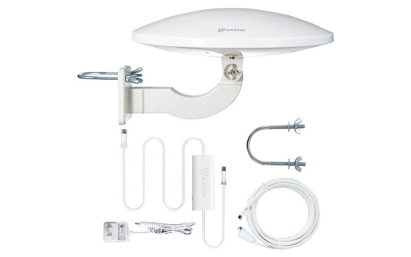 Antop AT-414B 4K HDTV Antenna - UFO 360 Omni-Directional, Smartpass Amplified, 65 mile Waterproof, Outdoor, TV Antenna in White