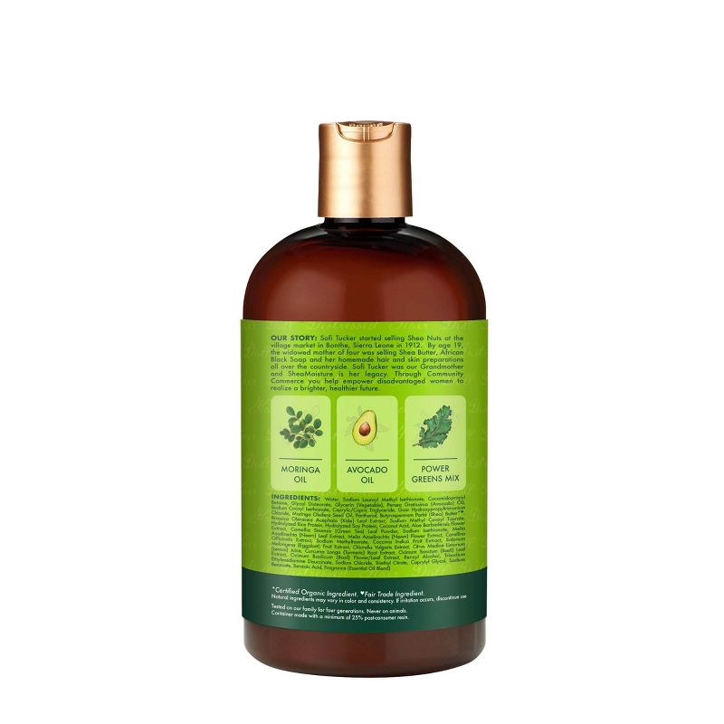 SheaMoisture Power Greens Sulfate Free Shampoo for Curly Hair Moringa and Avocado - 13 fl oz