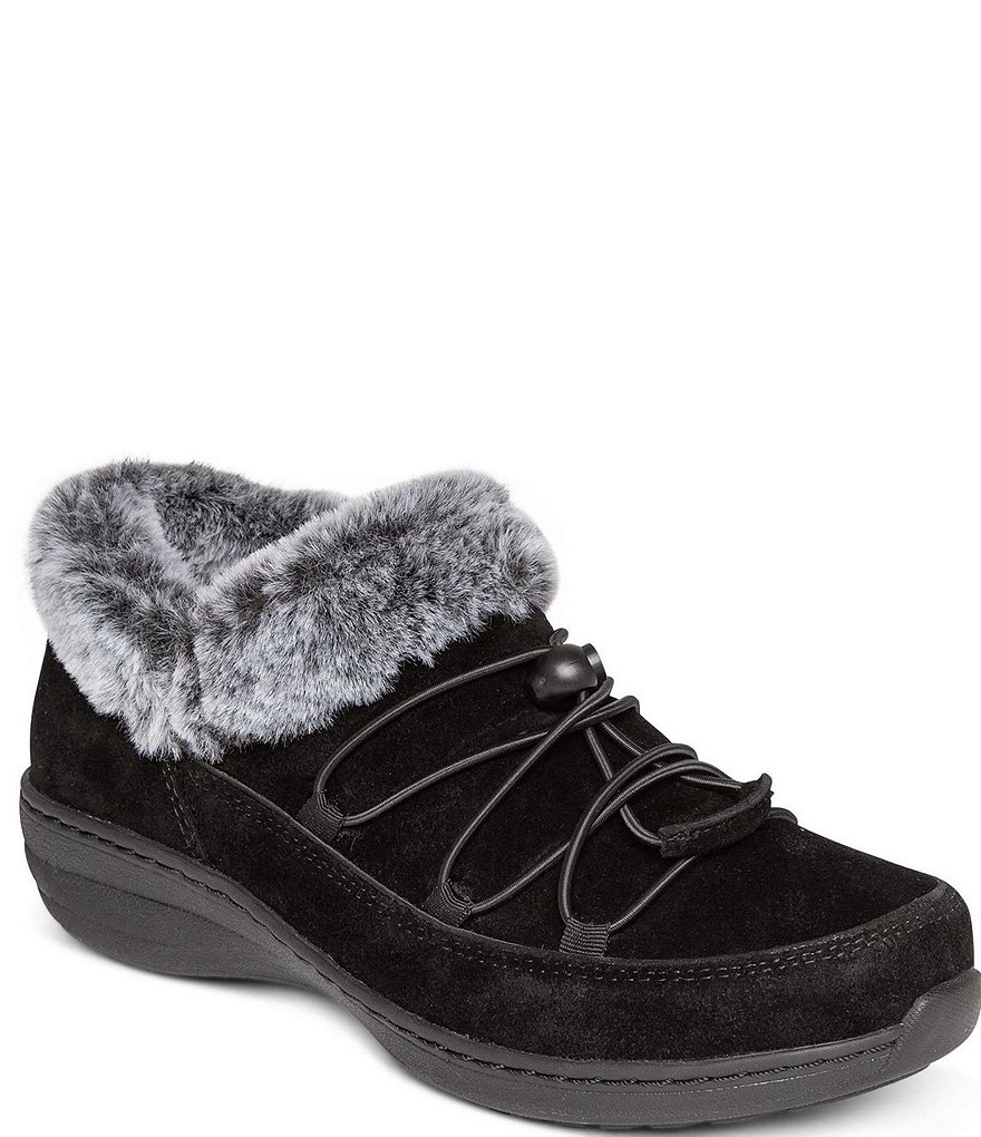 Aetrex Chrissy Waterproof Suede Faux Fur Lined Ankle Booties