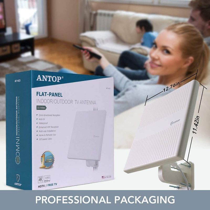 ANTOP Omnidirectional Outdoor TV Antenna, 360&deg; Reception HDTV Antenna 65 Miles with Built-in 4G LTE Filter and Smartpass Amplifier for Indoor,Outdoor,RV,Attic Use, Supports VHF & UHF Signals