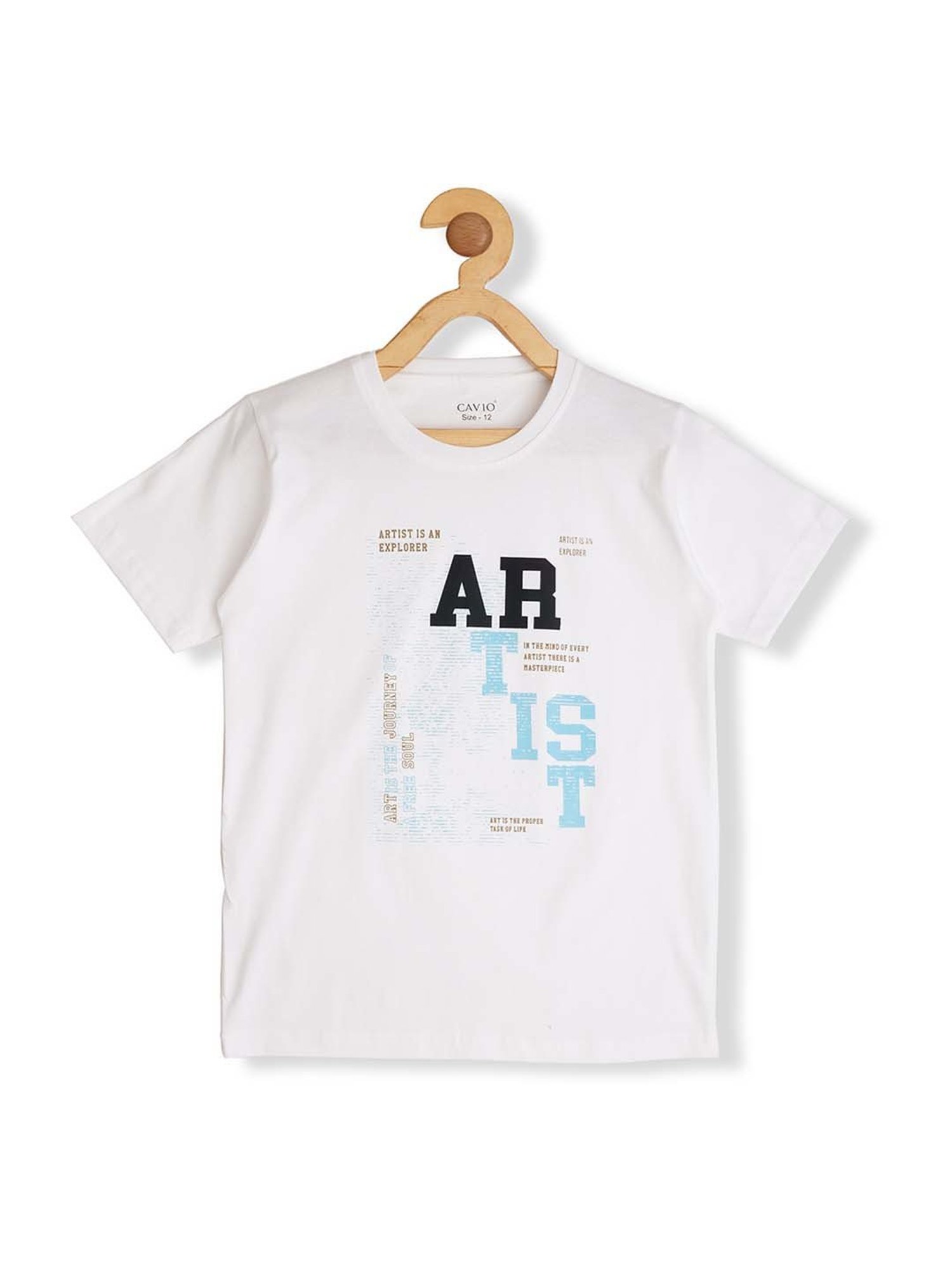 Cavio Kids Blue & White Cotton Printed Shirt with T-Shirt