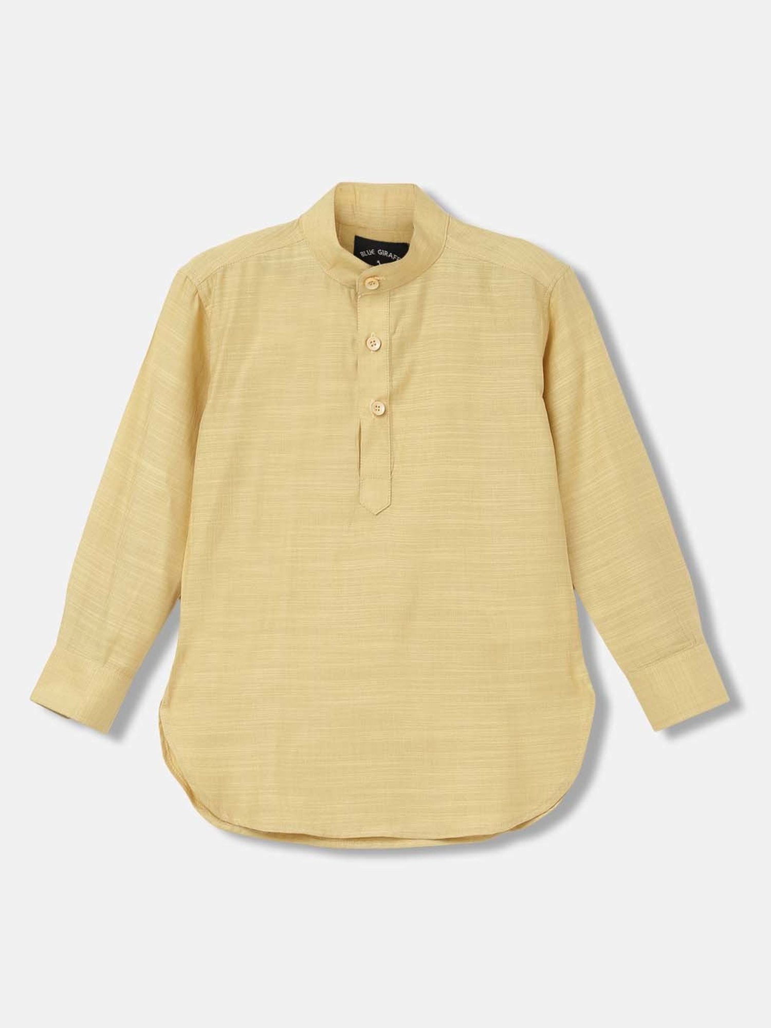 Blue Giraffe Kids Yellow Striped Full Sleeves Kurta Set