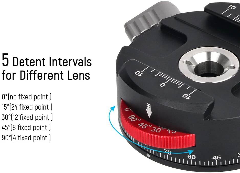 Koolehaoda Panoramic Tripod Head 360&ordm; All-Metal Tripod Ballhead with Indexing Rotator Compatible for Arca Swiss Quick Release Plate