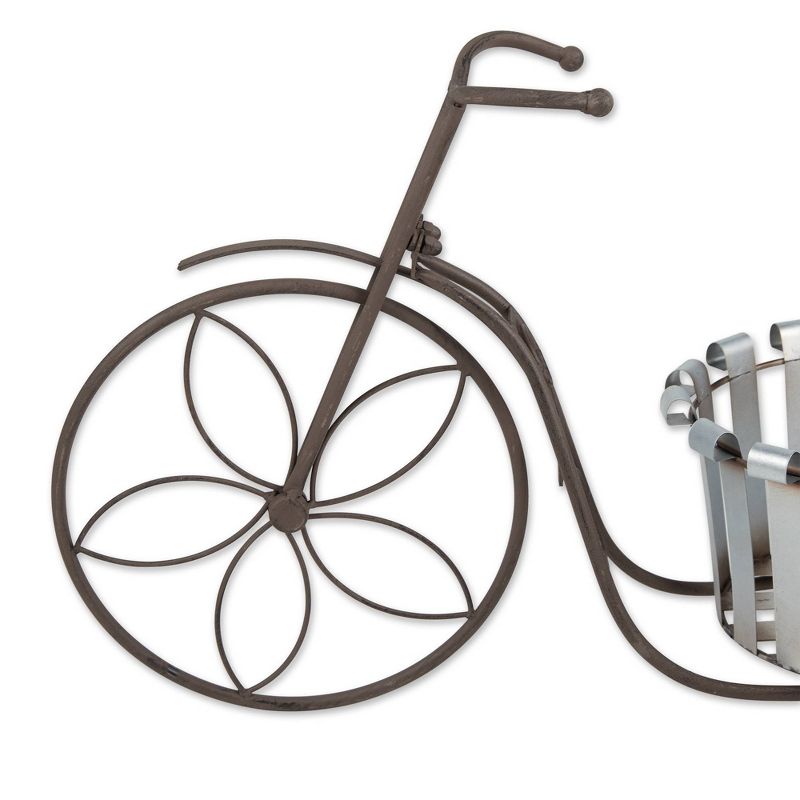 9.25" Indoor/Outdoor Iron Galvanized Bucket Bike Plant Stand Black - Zings & Things