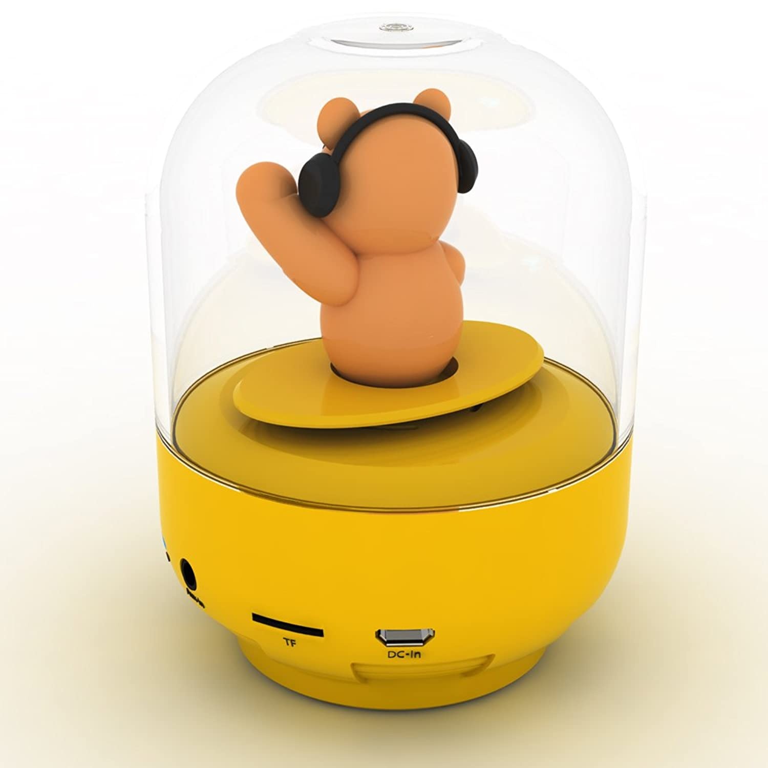 Speaker for Kids, SHABA Bell Jar Animal pet Mini Bluetooth Speaker with Microphone, Wireless Cute Musical Toys for Party, Home, Bedroom, Office (Yellow Teddy Bear)