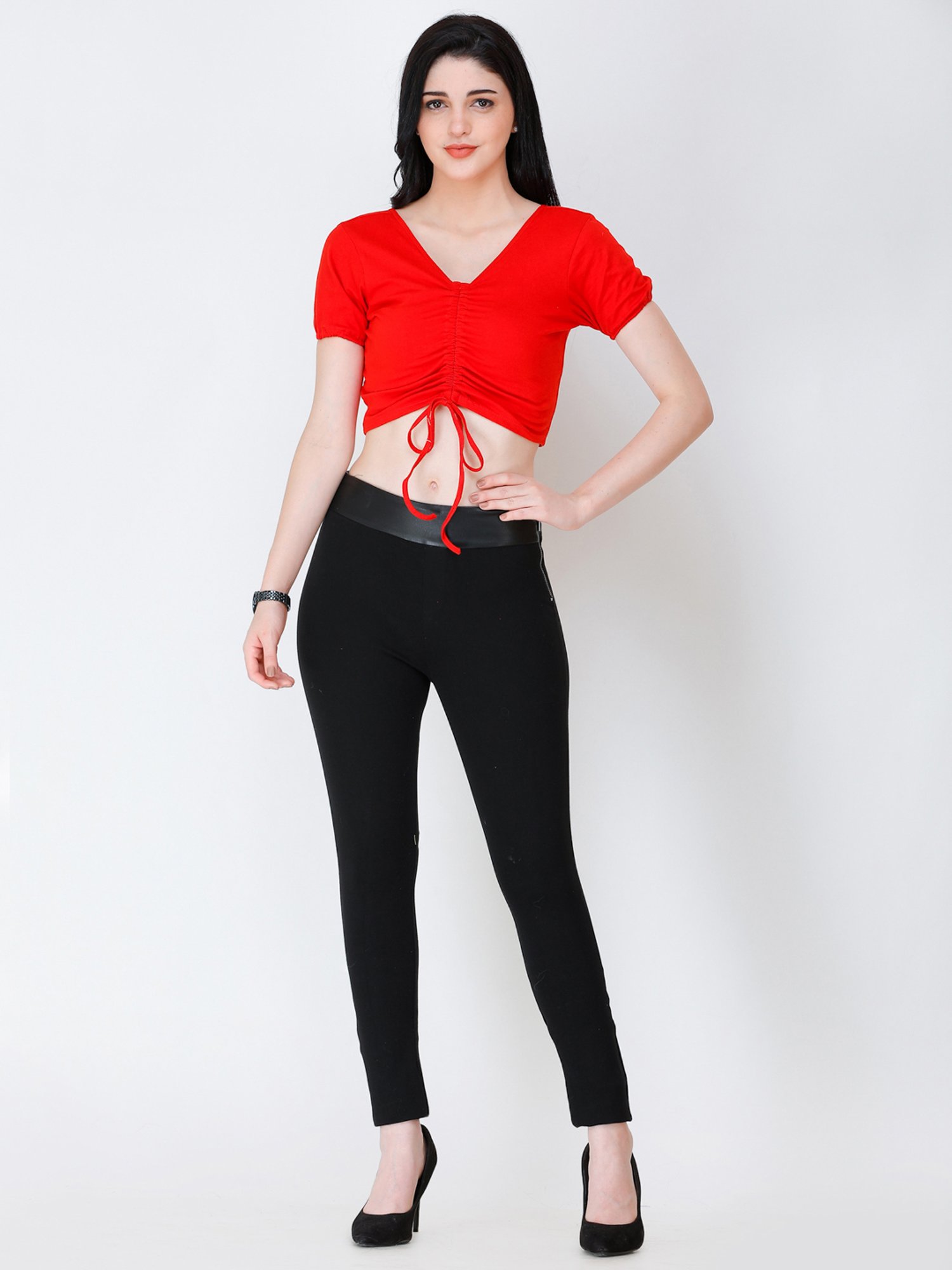 Scorpius Red Regular Fit Crop Top