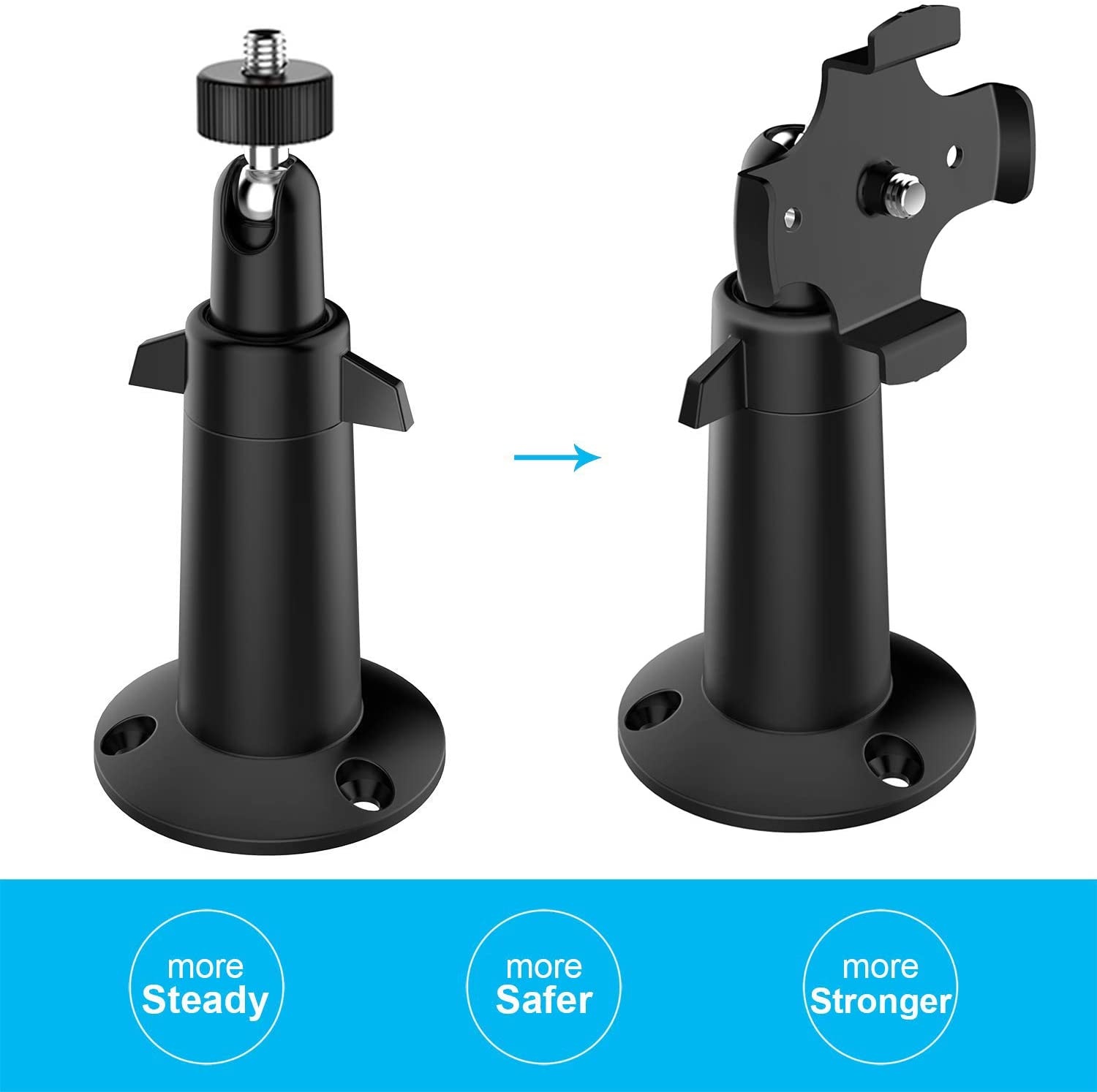 Wall Mount for YI Dome Camera and YI Cloud Home Camera, 360 Degree Adjustable Security Bracket Holder for YI Cam (Camera Not Included) (Black)