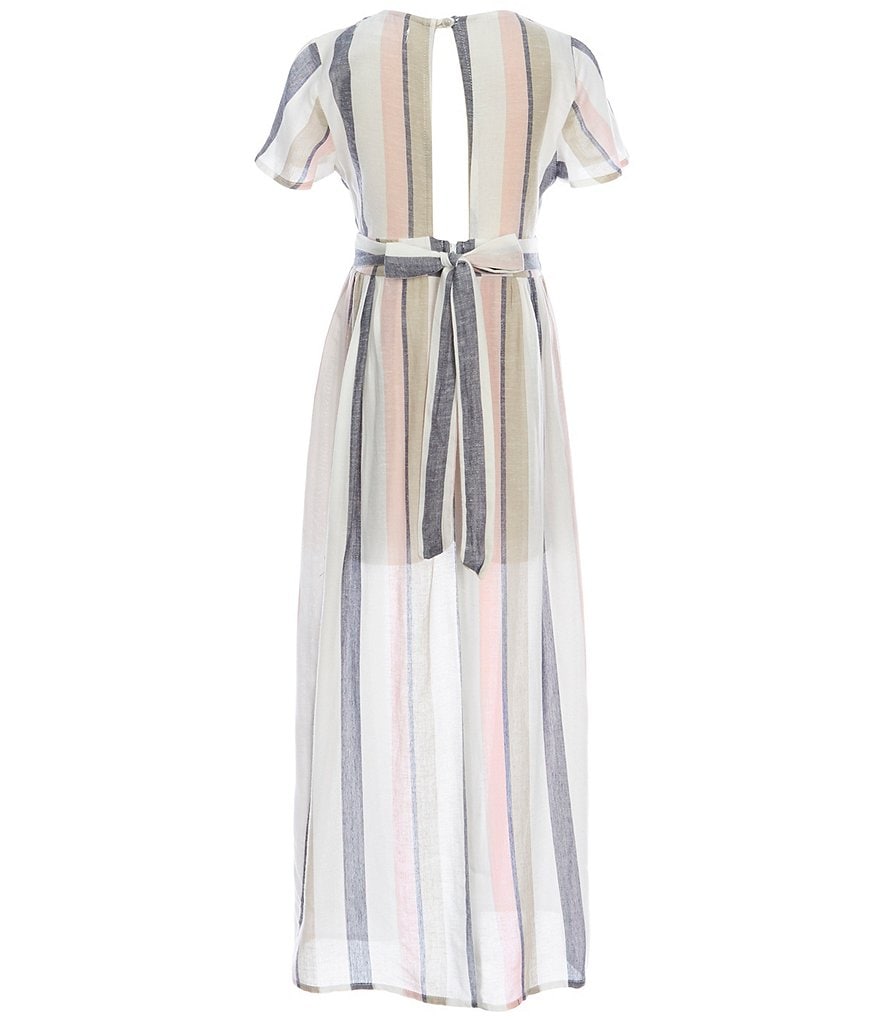 Poppies and Roses Big Girls 7-16 Stripe Short Sleeve Maxi-Romper