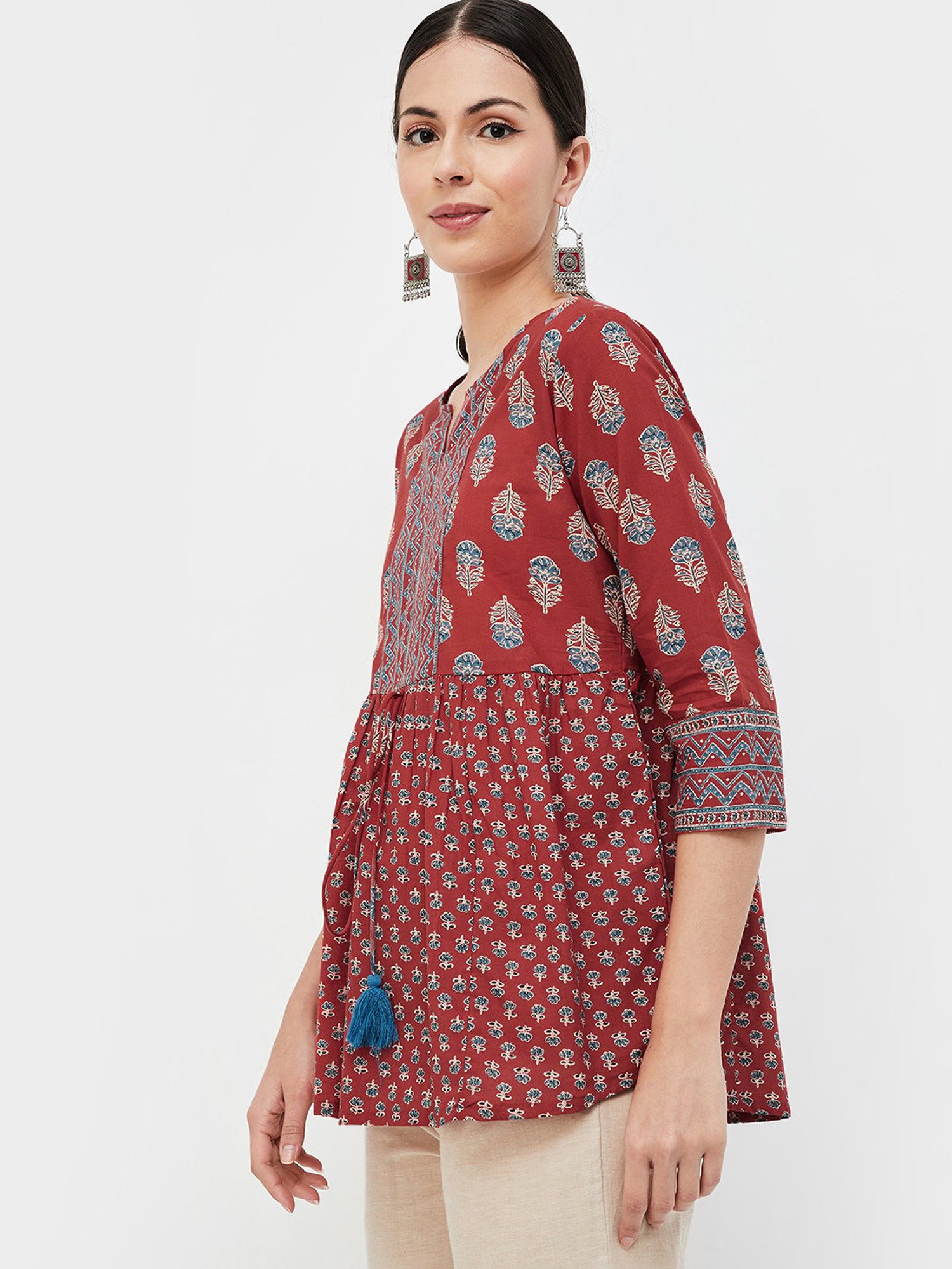 Melange by Lifestyle Red Floral Print Tunic