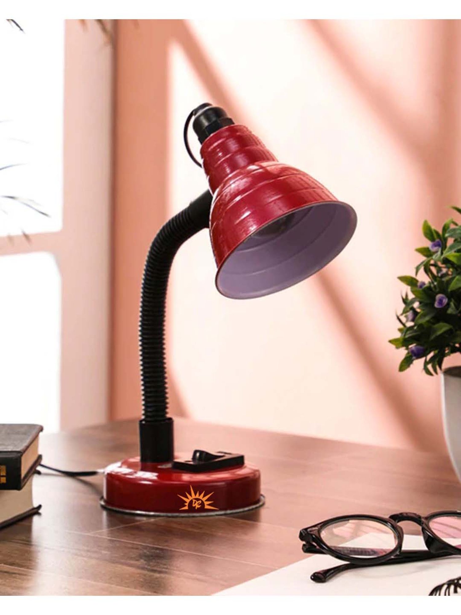 DecorativeRay Red PVC Study Table Lamp - Set of 1