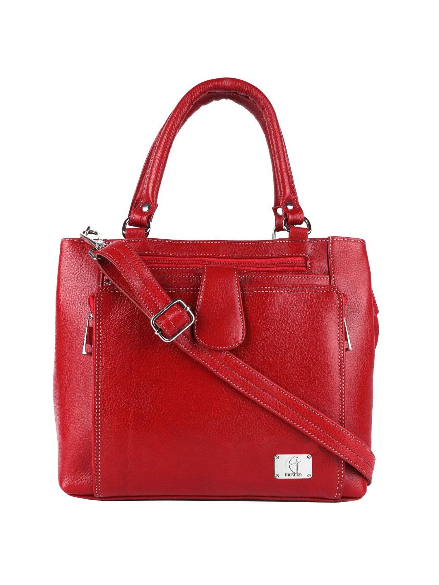 HiLEDER Red Solid Medium Handbag