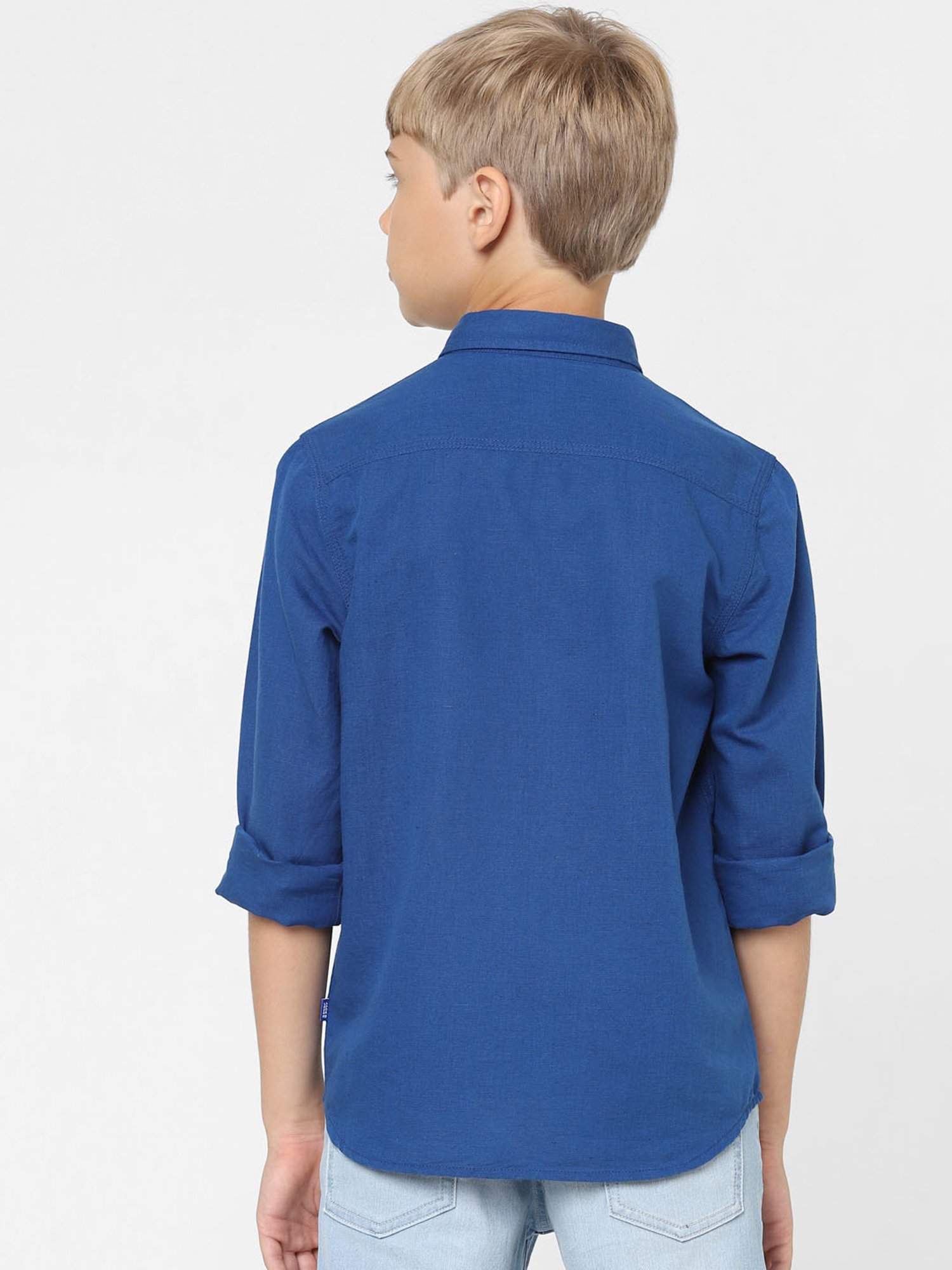 Jack & Jones Junior Blue Solid Full Sleeves Shirt