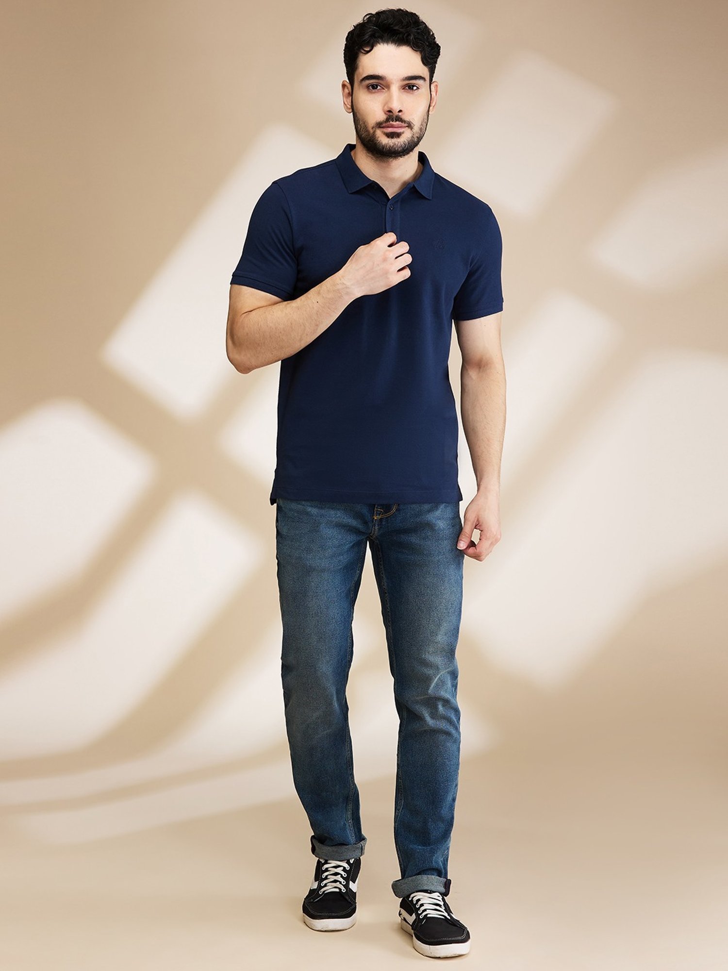 Being Human Navy Regular Fit Polo T-Shirt