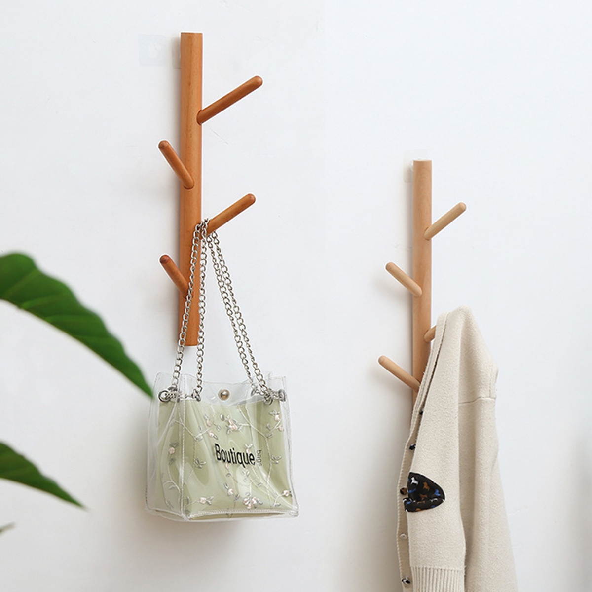 Coat Rack Home Wall-mounted Seamless Hook Modern and Simple Household Hanging Wall Hooks-Coffee