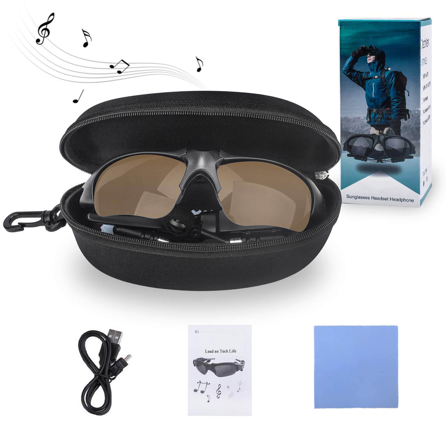 Werleo Sunglasses Headset Headphone Bluetooth Wireless Music Sunglasses Headsets Compatible iPhone Samsung LG and Smart Phones PC Tablets