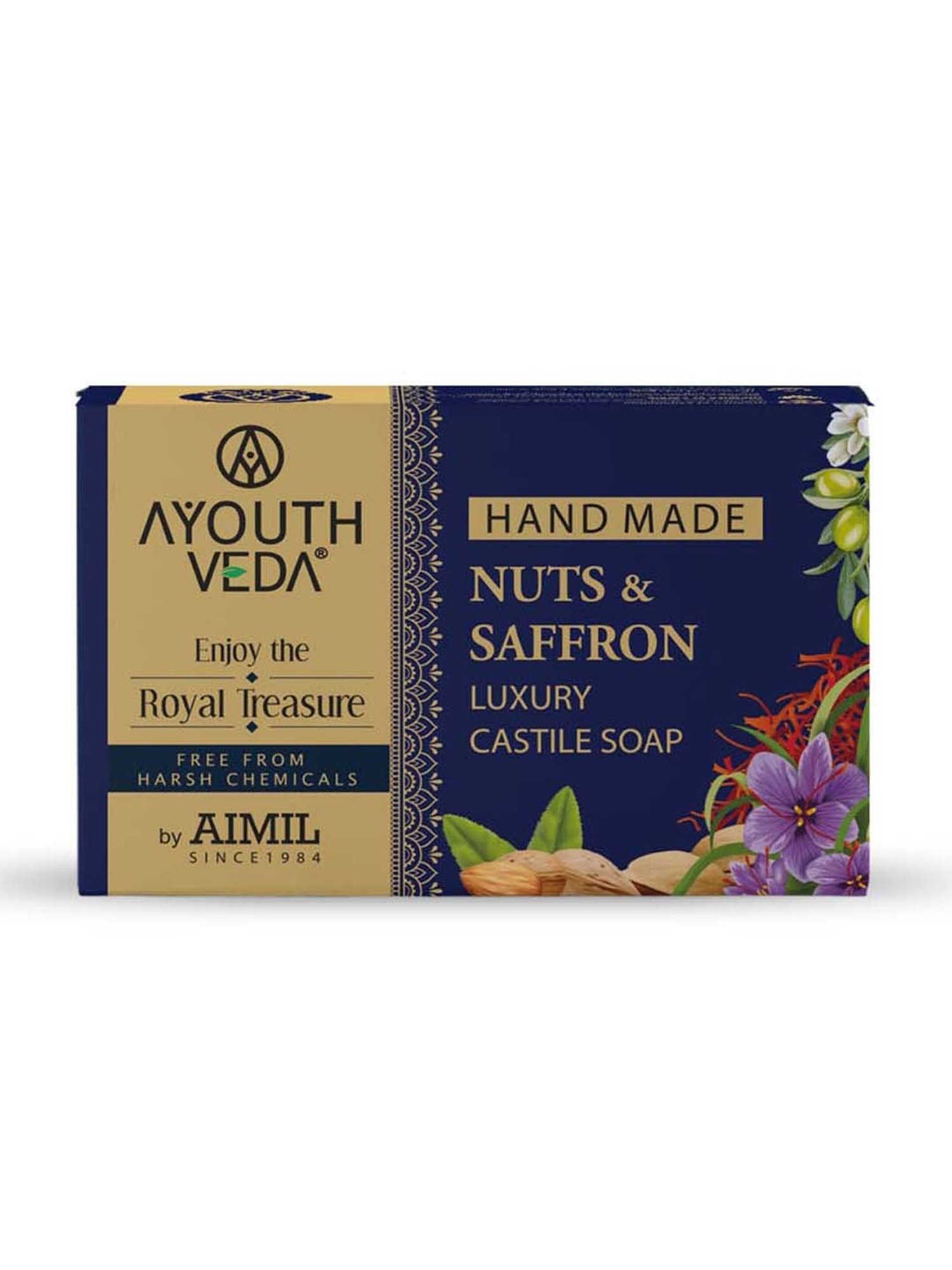 AyouthVeda Nuts & Saffron Luxury Castile Soap - 100 gm