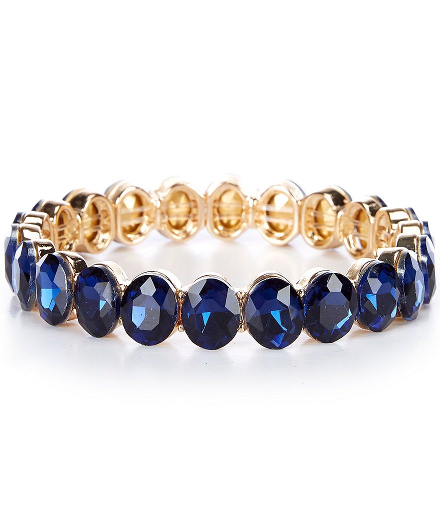Gemma Layne Oval Faceted Stone Stretch Bracelet