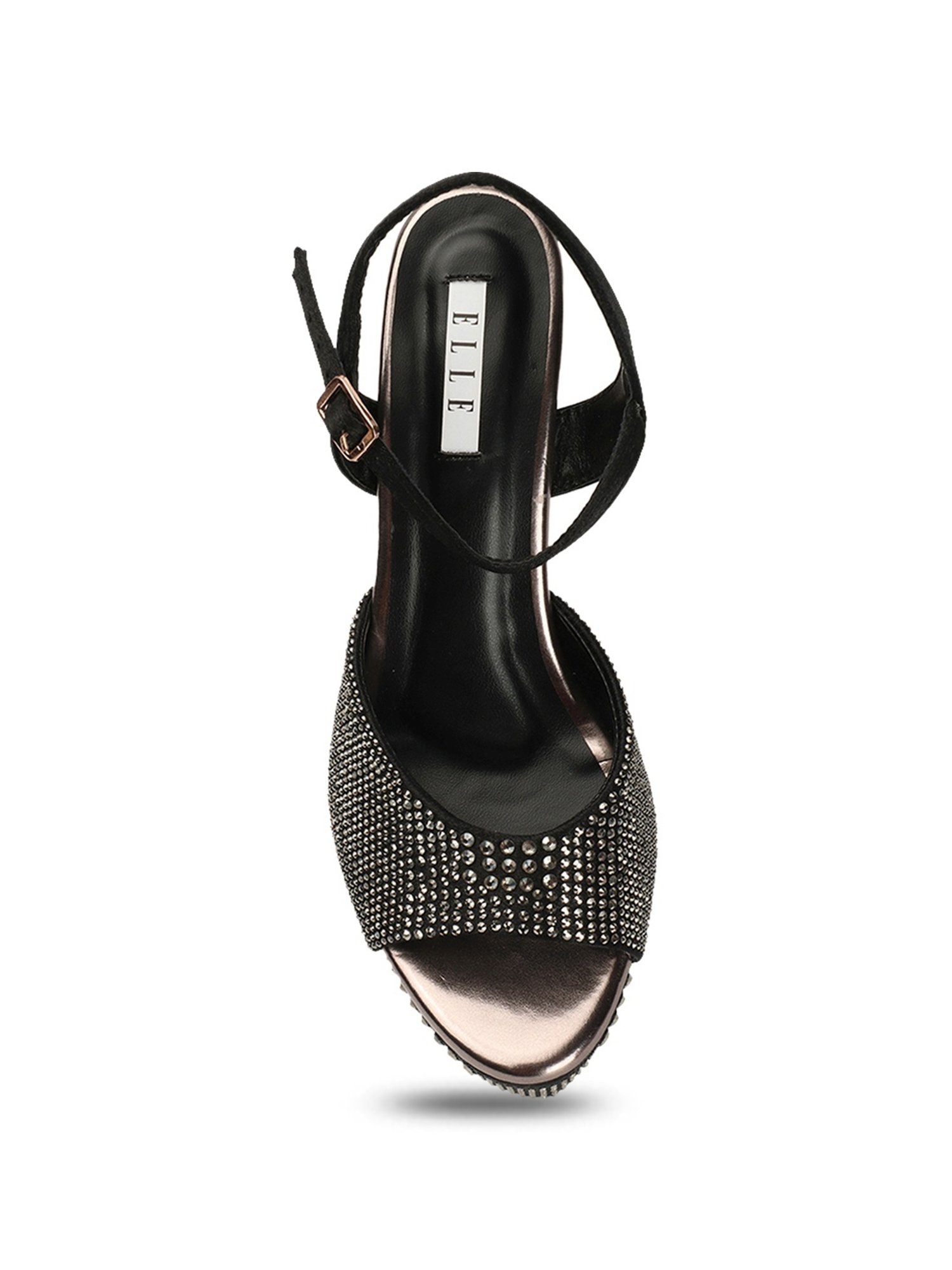 Elle Women's Gun Metal Ankle Strap Sandals