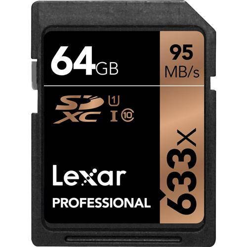 Lexar 64GB Professional Class 10 UHS-I U1 633x SDXC Memory Card #LSD64GCB1NL633