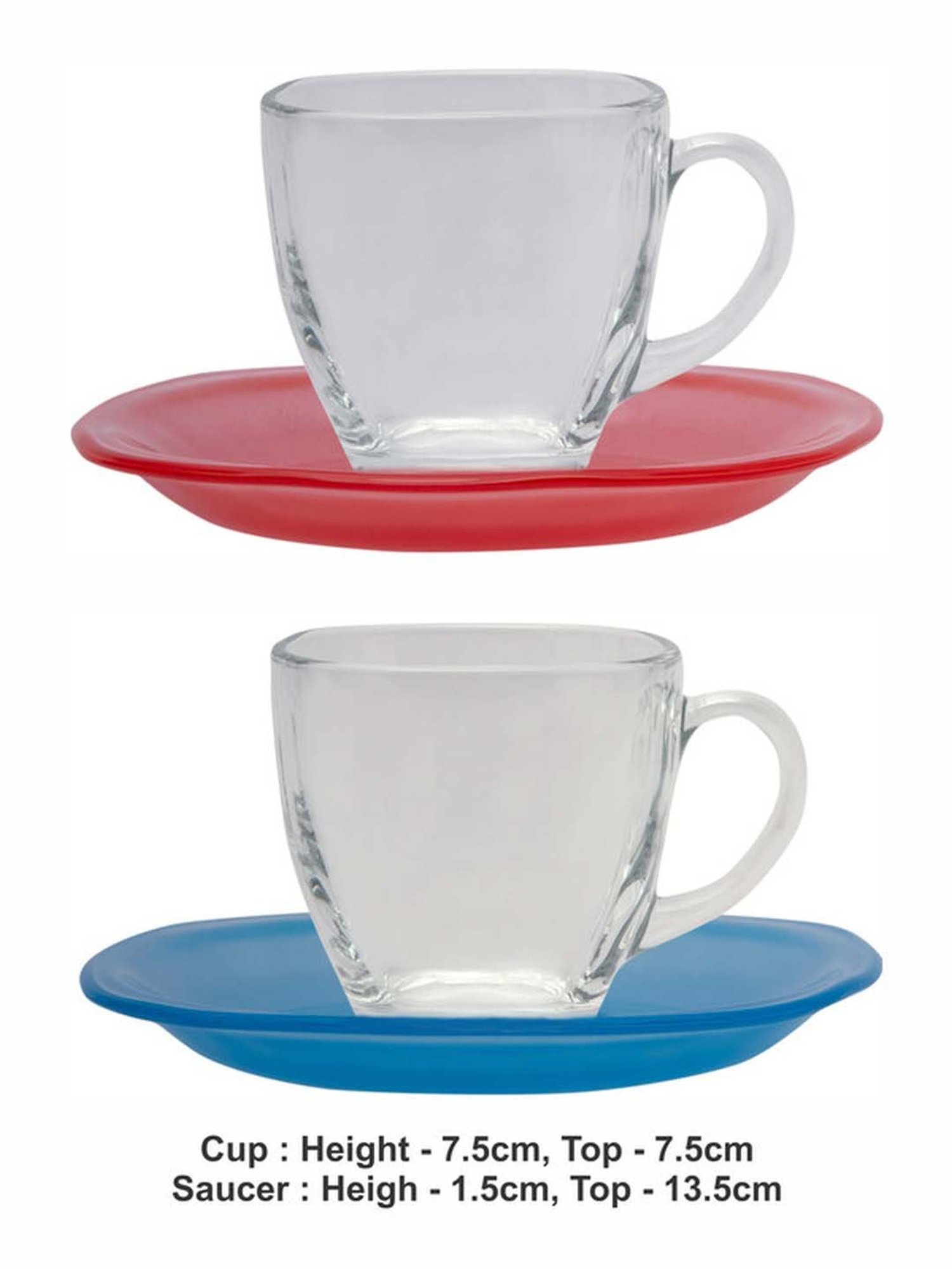 Luminarc Transparent & Yellow Glass Tea Set (6pcs Cup and 6pcs Saucer)