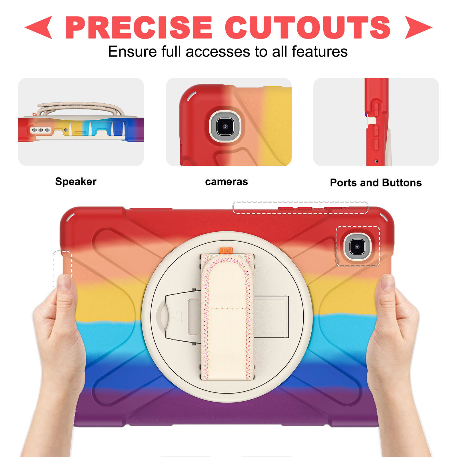 Galaxy Tab A7 Lite Case, Heavy Duty Rugged Shockproof Case with Adjustable Hand Strap, Carrying Shoulder Strap, Rotating Kickstand for Samsung galaxy Tab A7 Lite 8.7 inch 2021 Model SM-T220 SM-T225