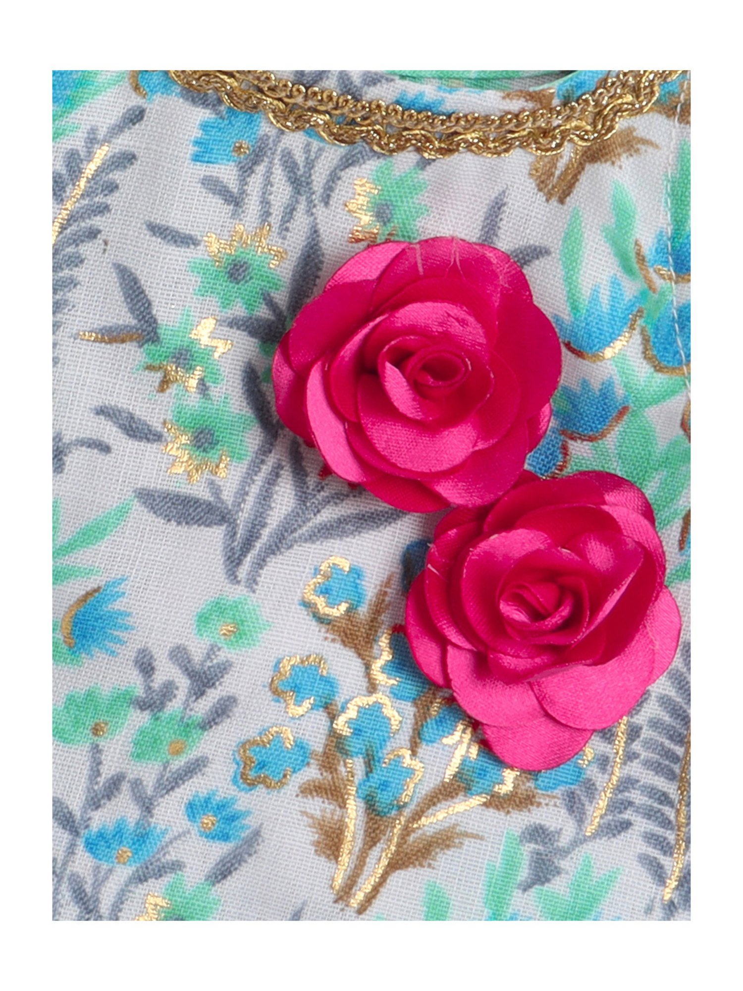 Many Frocks Kids White & Blue Embellished Top with Dhoti