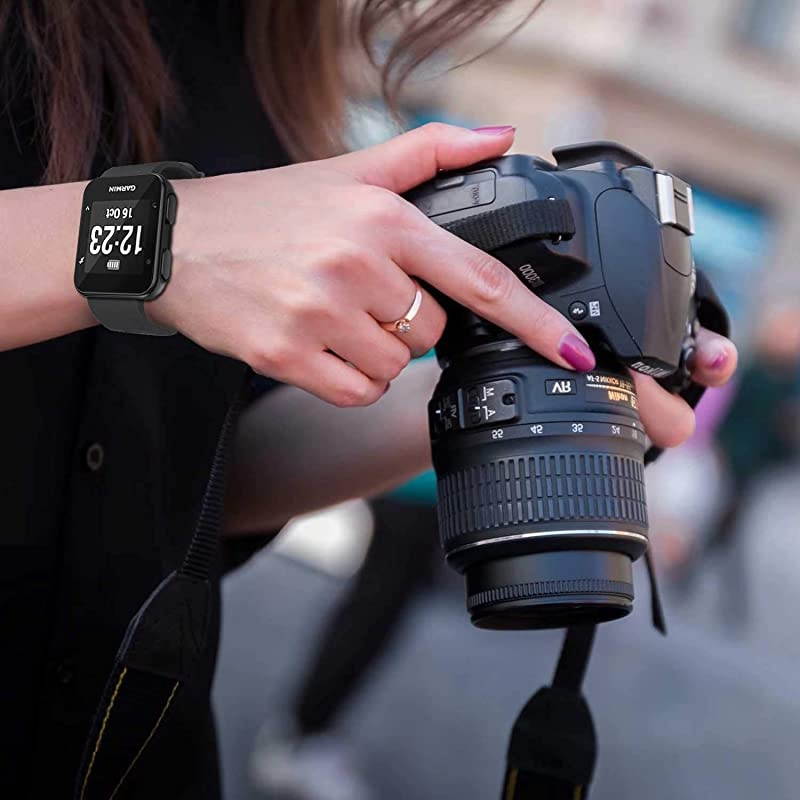 Band Compatible with Garmin Forerunner 35 Soft Silicone Replacement Watch Band Strap for Garmin Forerunner 35 Smart Watch 6Colors3Black buckle