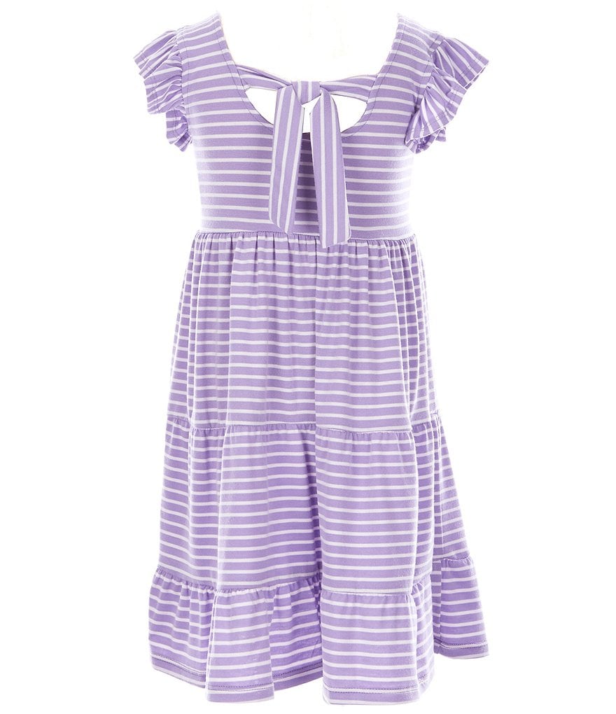 Bonnie Jean Little Girls 2T-6X Flutter-Sleeve Striped Tiered Babydoll Dress