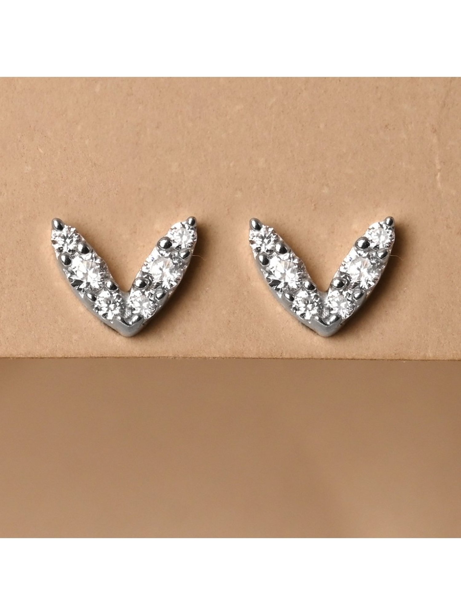 Clara 92.5 Sterling Silver Minimal Daily Wear Small V Stud Earrings for Kids Girls