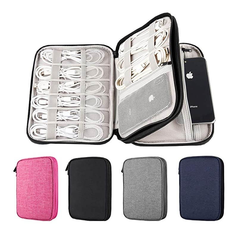 Organizer 2 Layer Electronic Accessories Organizer Travel Storage Bag for Charging Cable phone Power Bank Mini Tablet Up to 79 Make up Organizer Bag for Traveling Black