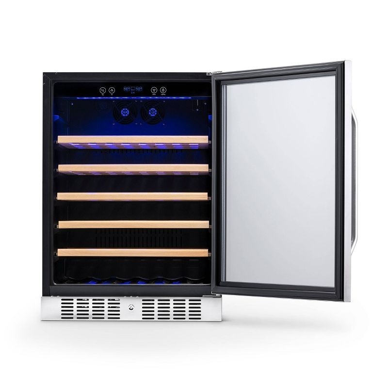 NewAir 52 Bottle Built-In Compressor Wine Cooler - Stainless Steel AWR-520SB