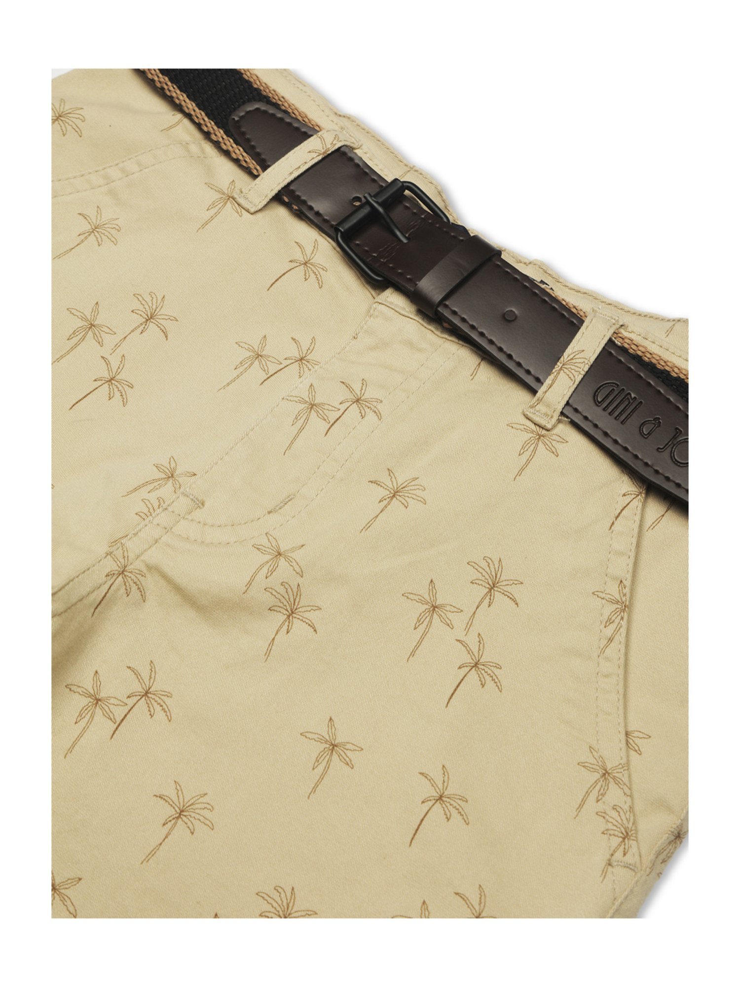 Gini & Jony Kids Khaki Printed Bermuda with Belt