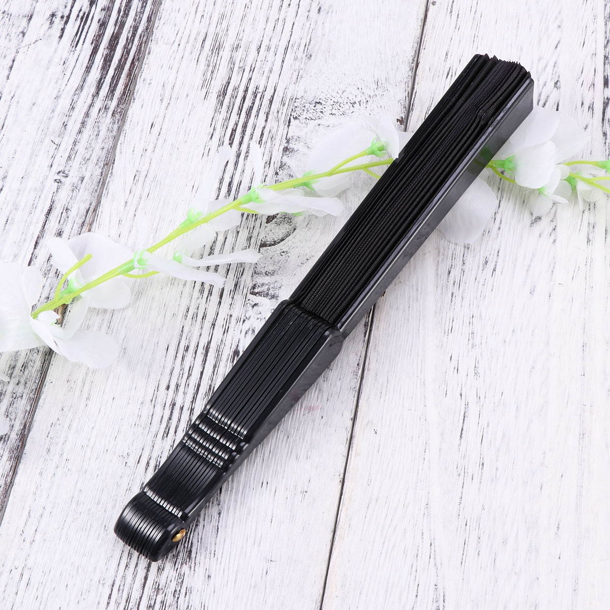 DIY Graffiti Hand-painted Plastic Fan Kindergarten Children Drawing Practice Blank Folding Fan (Black)