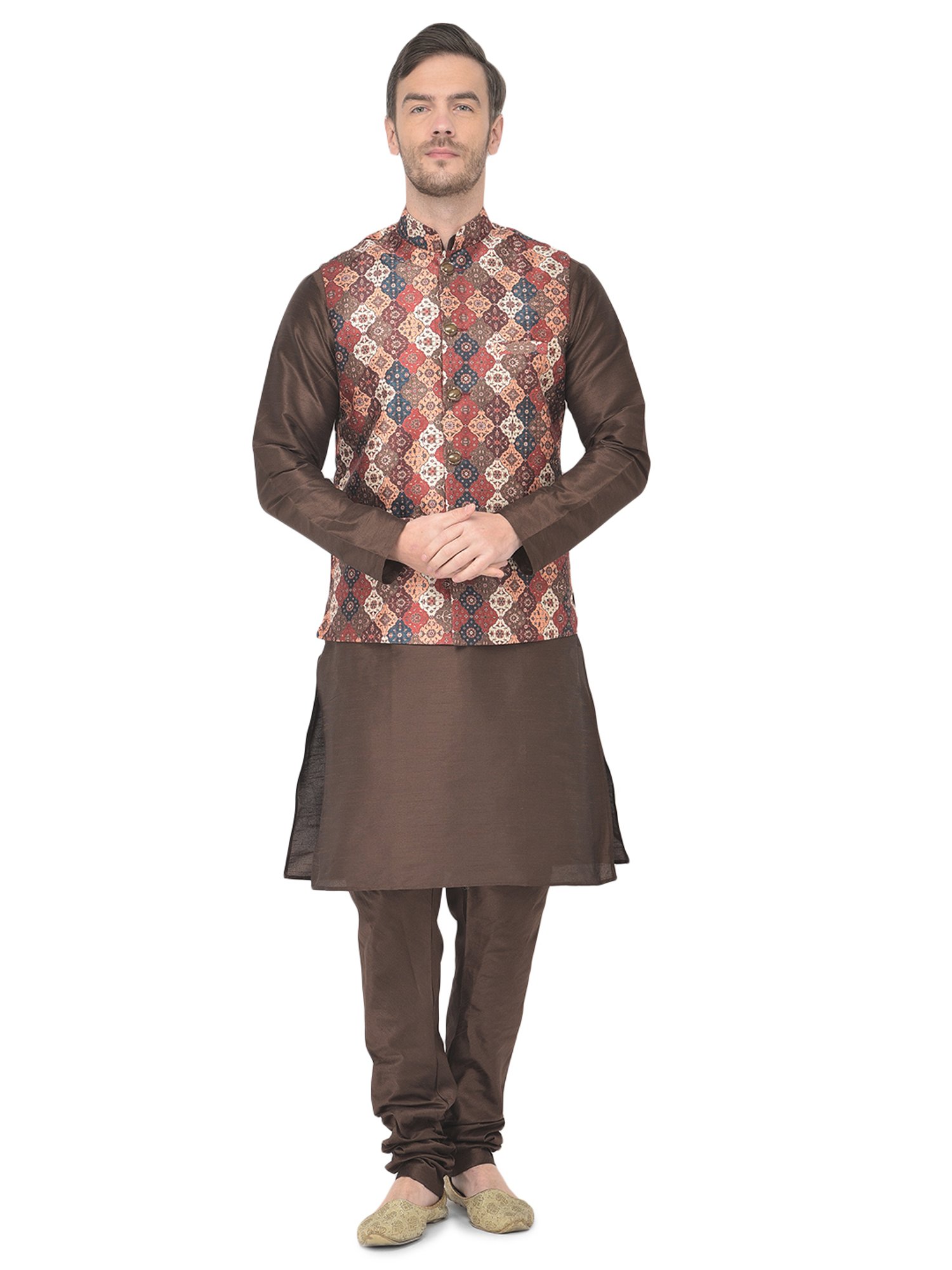 SG LEMAN Multi Regular Fit Printed Nehru Jacket