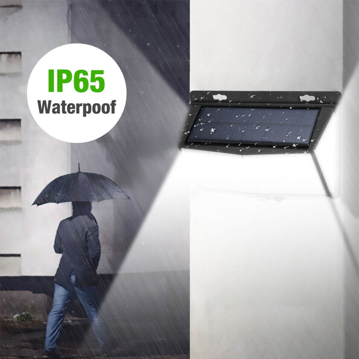 Updated 468 LED Solar Power Wall Light PIR Motion Sensor Outdoor Waterproof Lamp