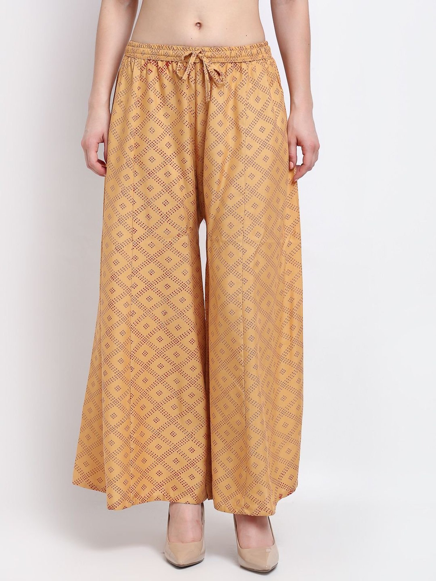 Gracit Brown & Beige Flared Fit Palazzos - Pack Of 2