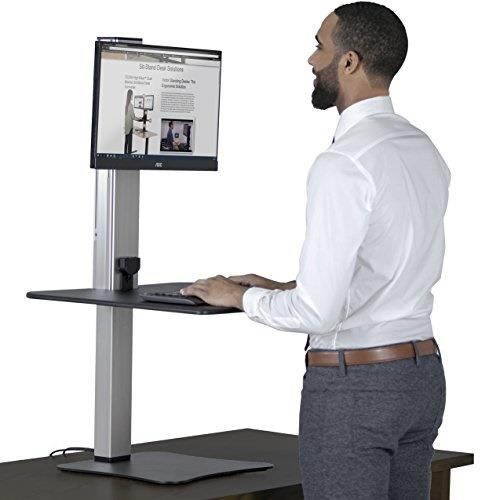 victor dc400 high rise collection 1 monitor electric sit stand desk converter with easy tap technology  turn your desk into a standing desk with a single push of a button