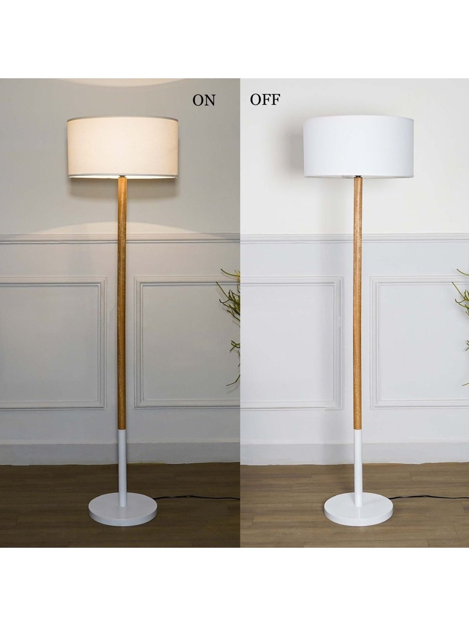 Kapoor Lamp Shades White Wood Unicor Fusion Cotton Shade Floor Lamp
