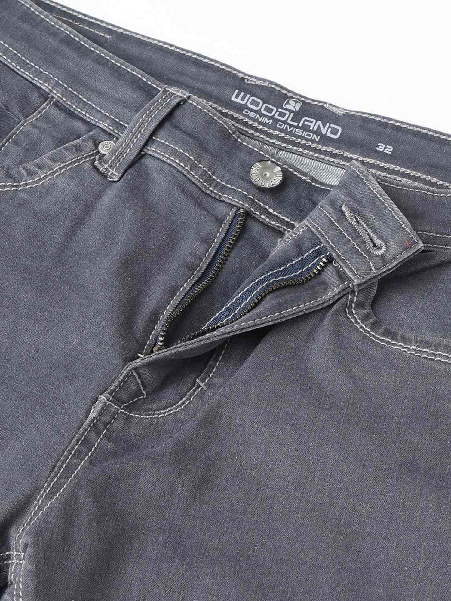 Woodland Grey Cotton Regular Fit Jeans