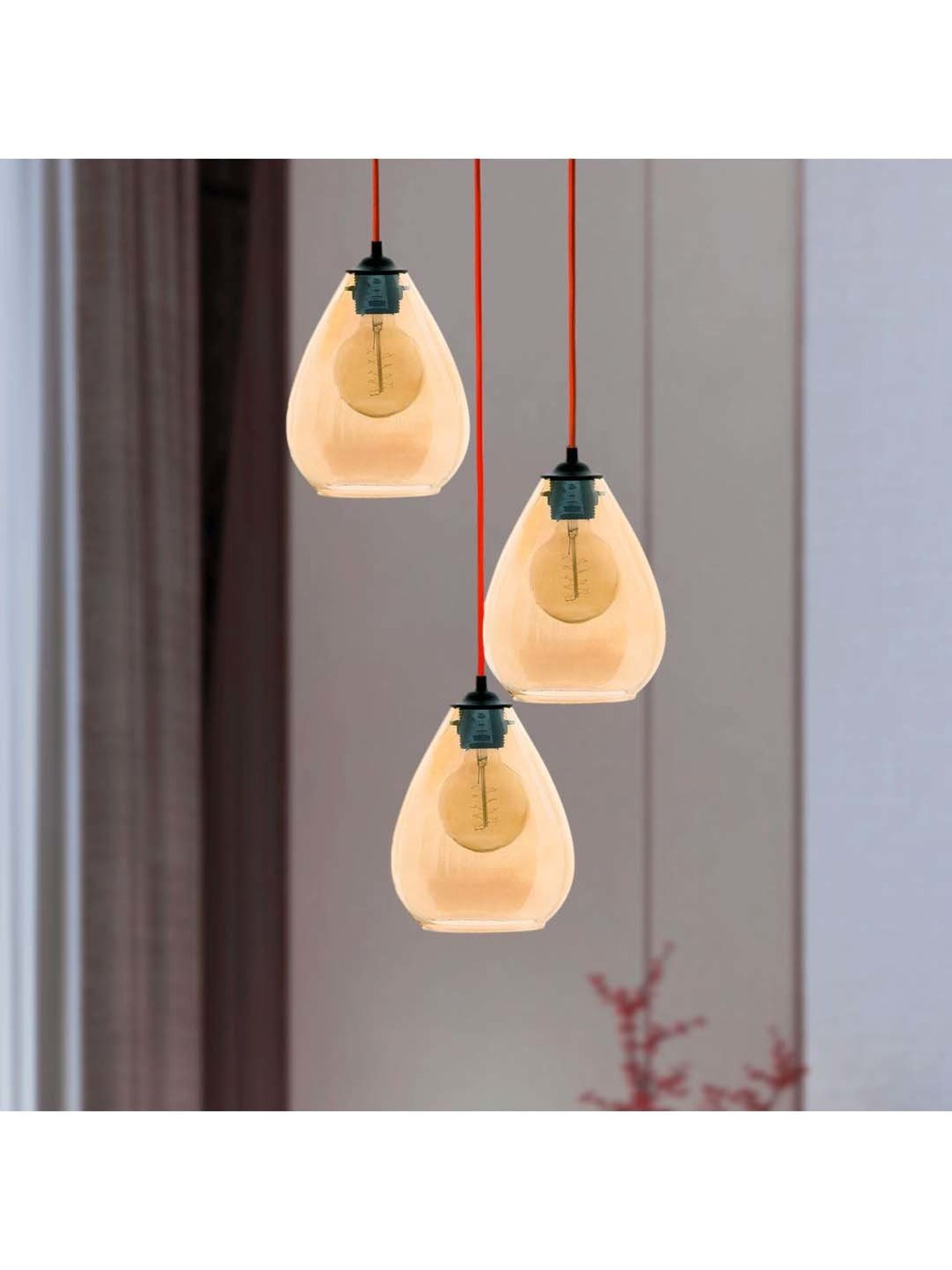 Kapoor E Illuminations Fondi Amber Glass Cluster Round Hanging Light